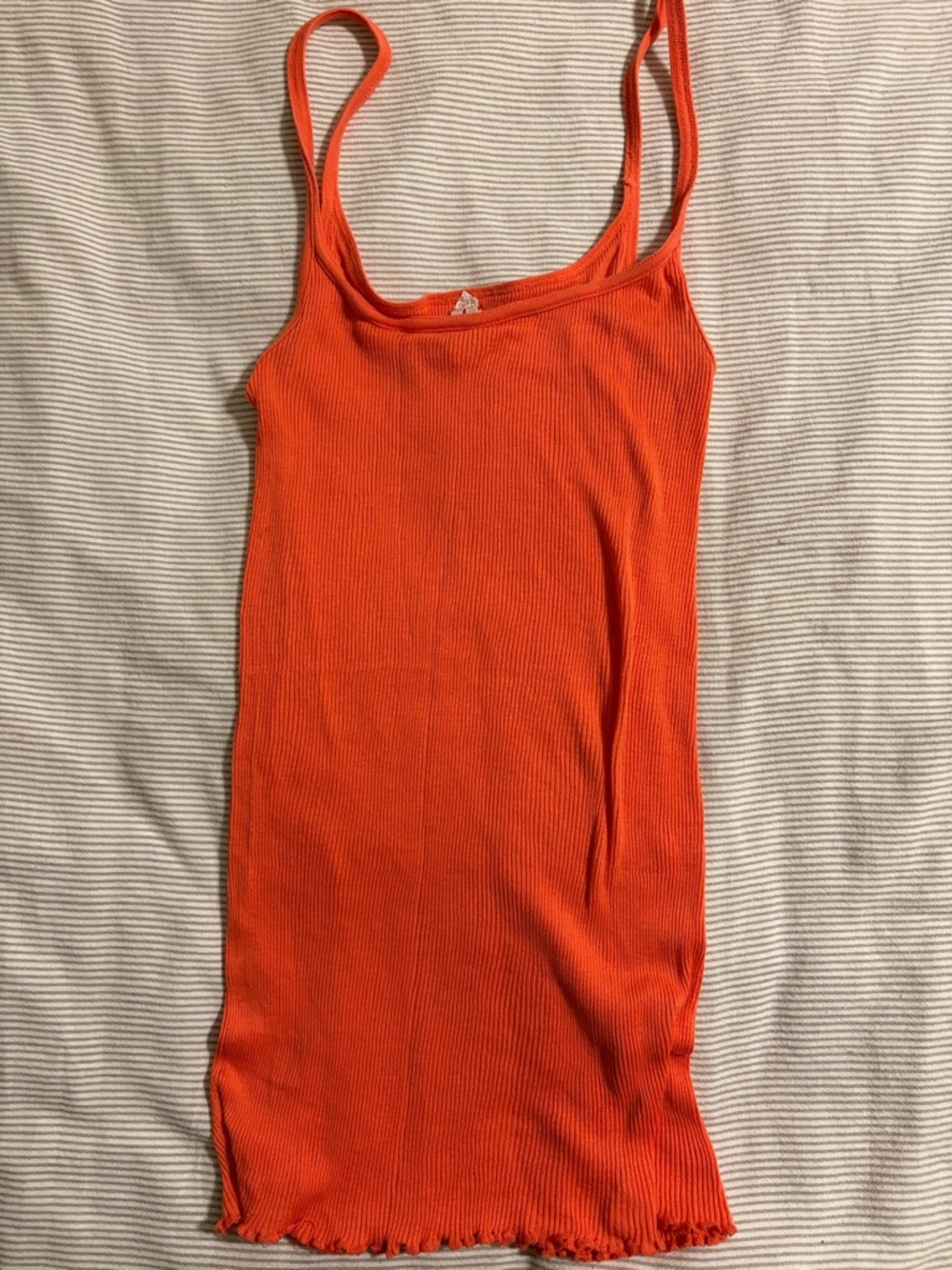 Free People Orange Ribbed Slim Camisole Tank